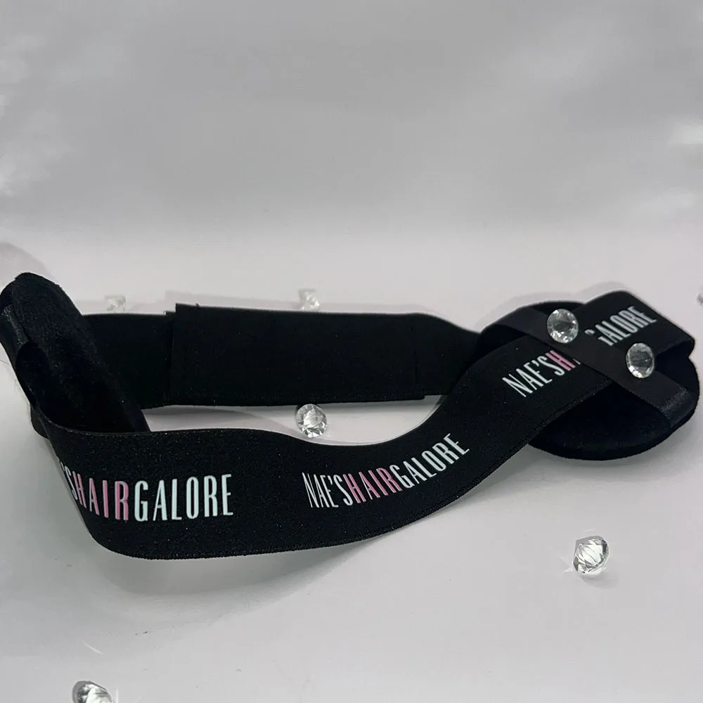 Custom logo Adjustable Elastic Band Lace Hair Melt Wig Band Designer Wig Band with ear cover protection