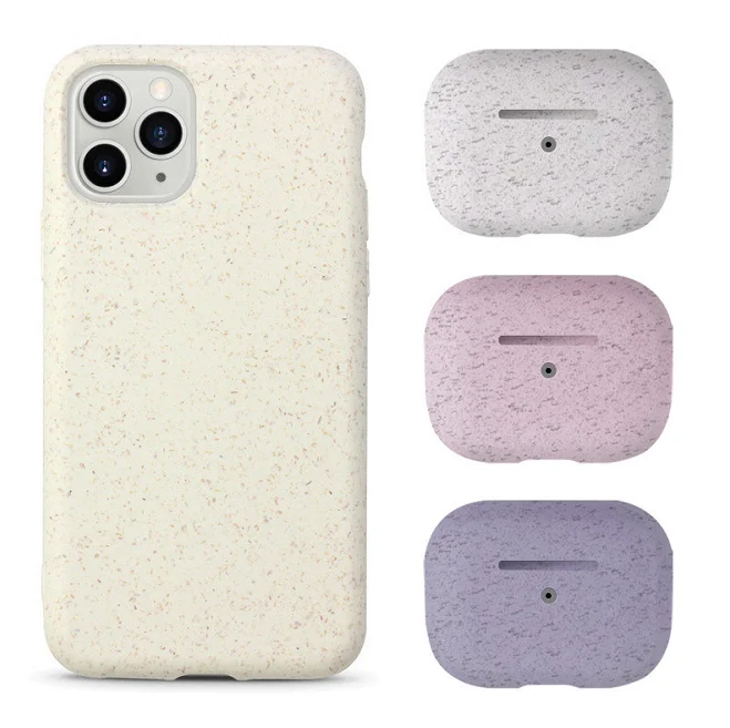 
New Eco Friendly for Earphone Full Biodegradable Bamboo Fiber Case for Apple Airpods Protect Cell headset box 