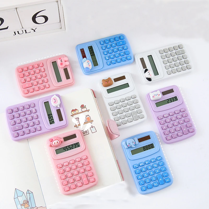 School Supplies Stationery  Student office small basic Digit Calculator with Silicone Pressing Buttons Cartoon Calculators