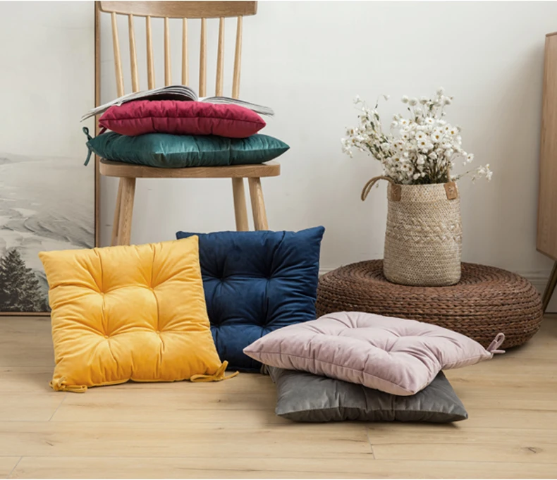 High Quality Polyester Solid Square Seat Cushion Polyester Pillow Seat Floor Cushion For Chair Living Room Seat Cushion Outdoor