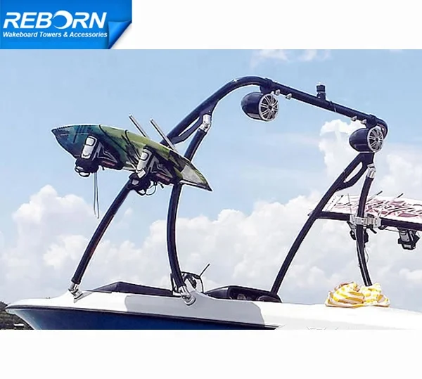 Reborn Elevate Boat Wakeboard Tower Glossy Black Coated 5 Years Warranty Wake Tower