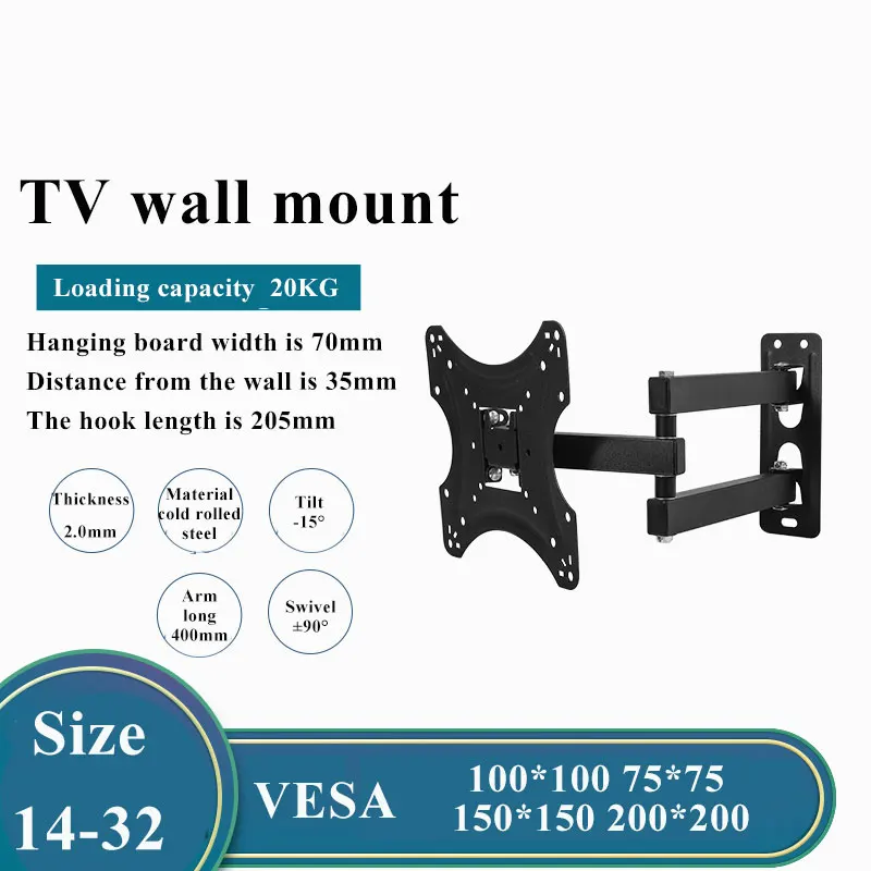 Wholesale Electric mount 180 degree Full motion long arm swivel tilt tv wall mount mounting monitor 14 - 42 inch tv bracket