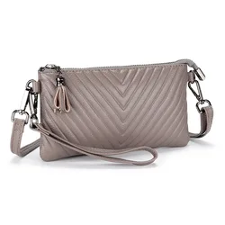 Oblique crossbody bag women new first layer leather grab bag fashionable and versatile embossed mobile phone bags