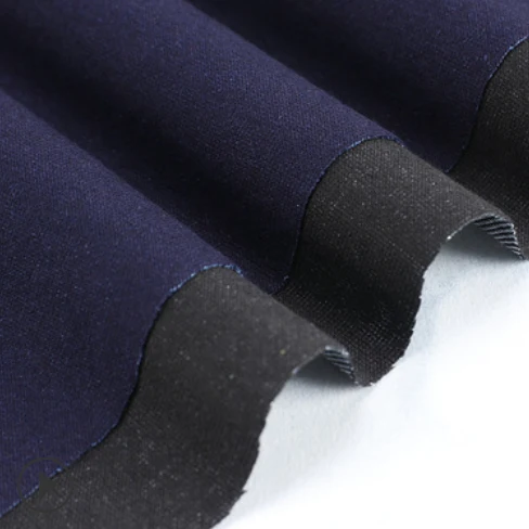 Fashion Style 4 Way Stretch Cotton Polyester Spandex Black Blue Denim Fabric for Jeans Anti-static Spandex  Denim Knitted Fabric