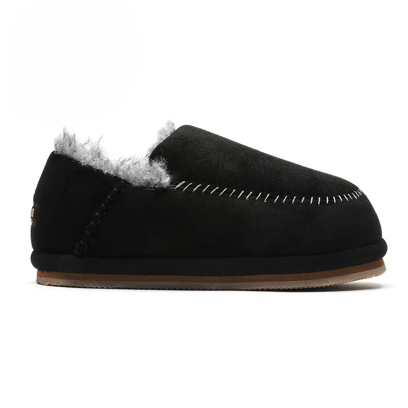 Autumn and Winter Home Fashion Casual Cotton Shoes New Non-slip Plus Fleece Cushioned Snow Boots Leather EVA Warm