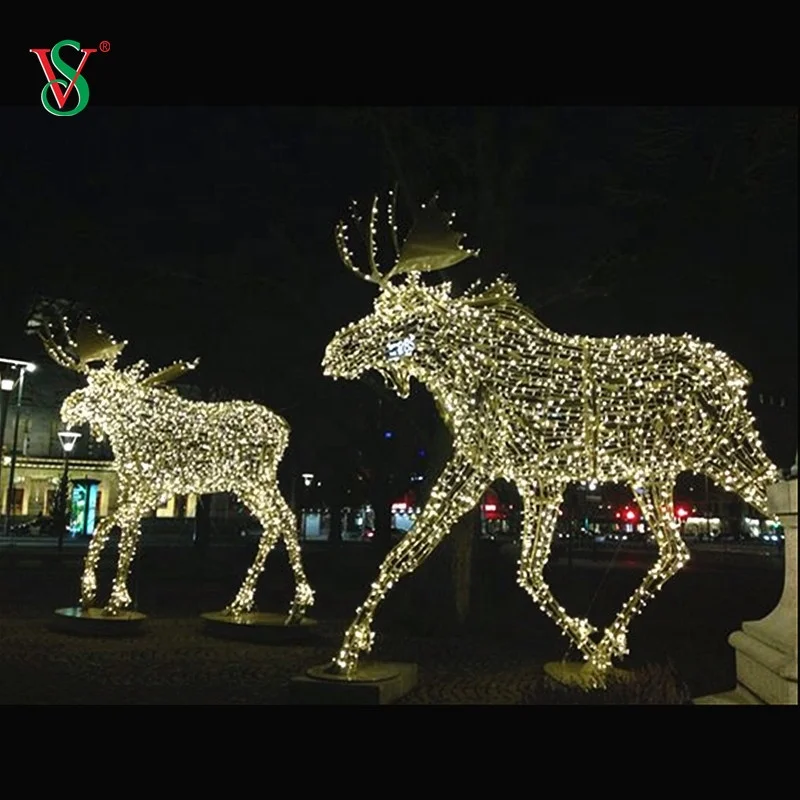 Large 3D Christmas Decoration Lovely Deer Led Street Motif Light
