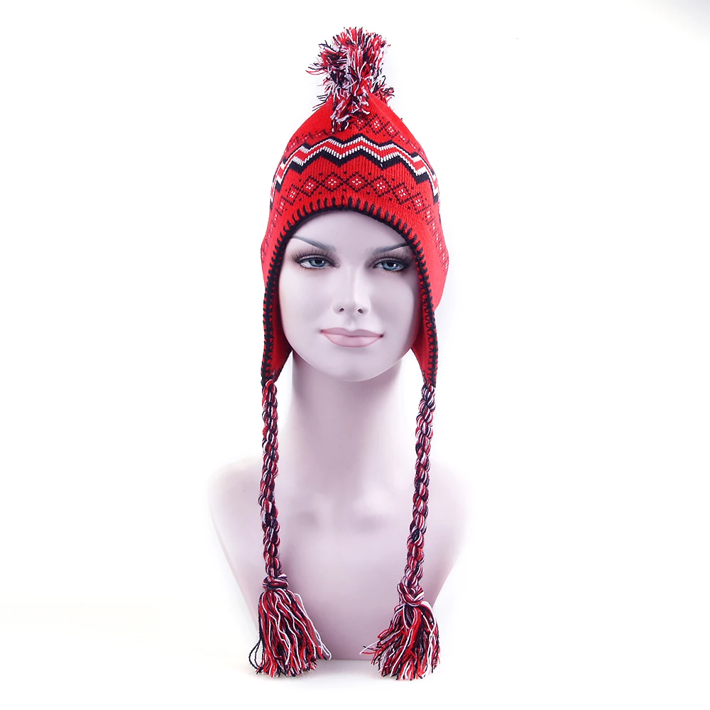 Cockscomb Jacquard Knitted Beanie Hat With Embroidered Logo