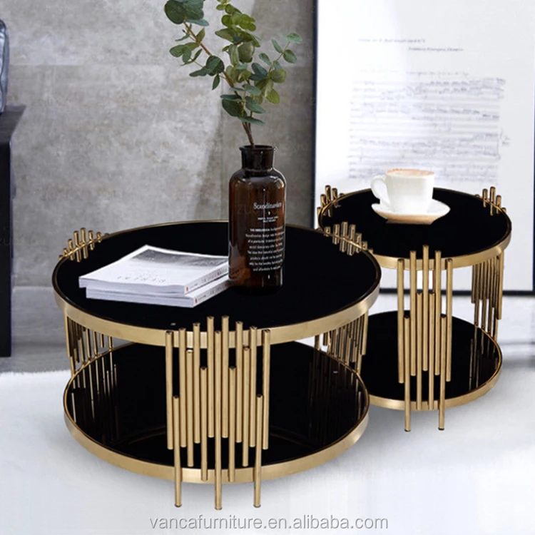 hotel home furniture center table gold stainless steel frame tempered glass coffee table with cheap price