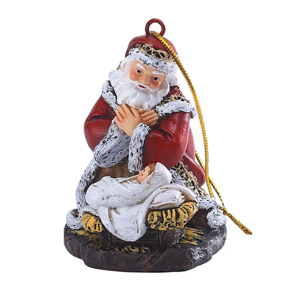 Interior Outdoor House Christmas Tree Hanging Ornament Vintage Red Coat Santa Adornment Resin New Statues Sculptures Decoration