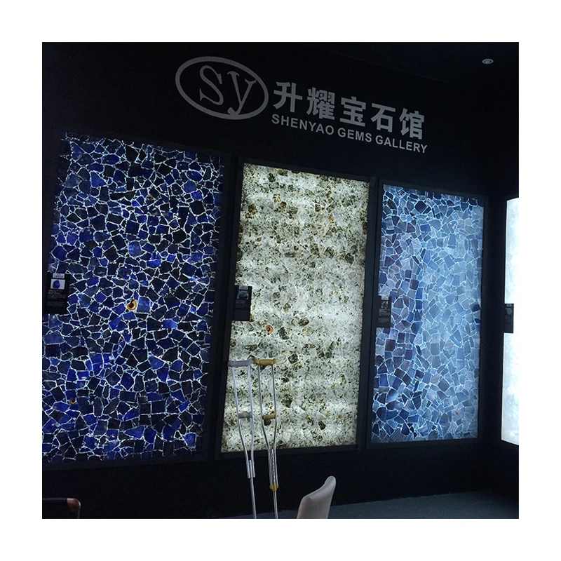 Custom Large Size Translucent Japser Crystal Quartz Gemstone Slab For Backlit Background Wall Decoration
