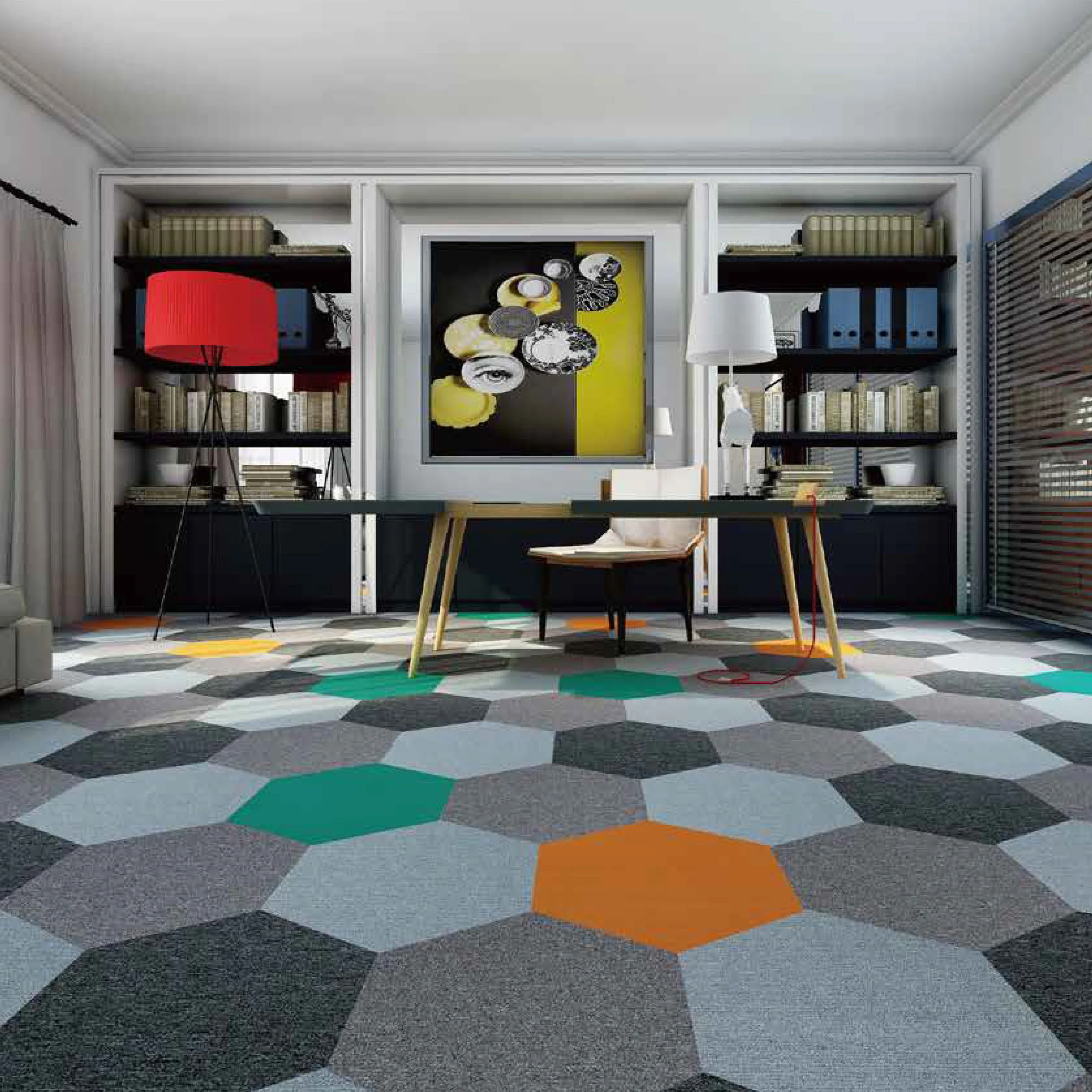 Hexagon PVC Backing Carpet for Kids Room