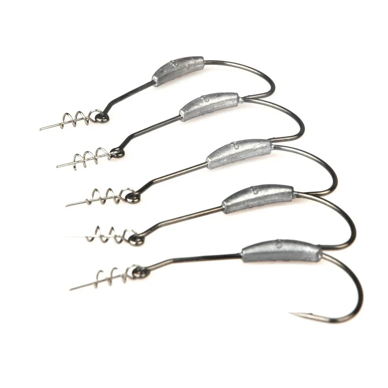 JETSHARK 50pcs/bag lead sea fishing saltwater fishhook bass fishing crank hook fishing hooks with spring