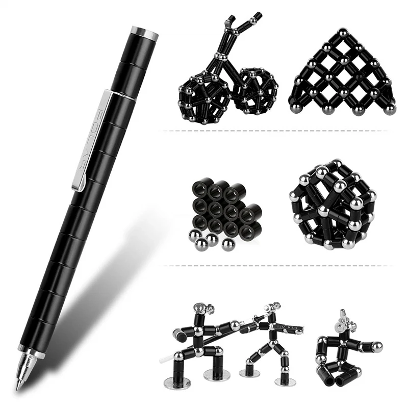 Creative Metal Magnet Pen Decompression Toy Gel Pen Multifunction Fidget Touch Pen School Office Writing Gifts Stationery