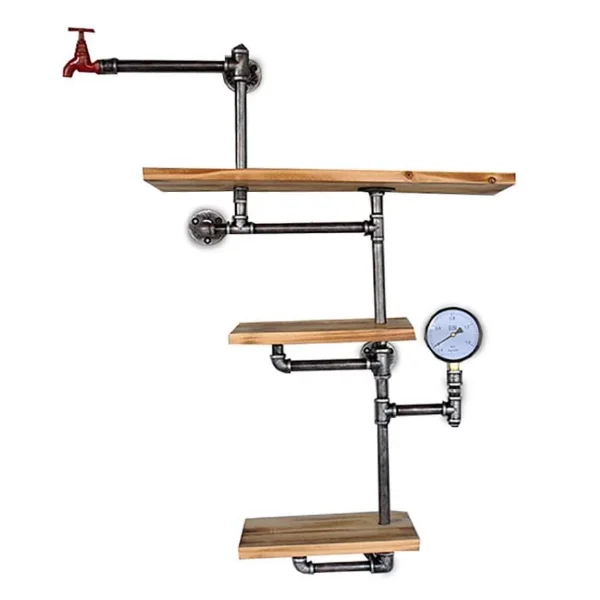 Black Industrial Pipe Shelving,Wall Mounted Steampunk Real Reclaimed Book Shelves,Rustic Metal Floating Shelves for Home