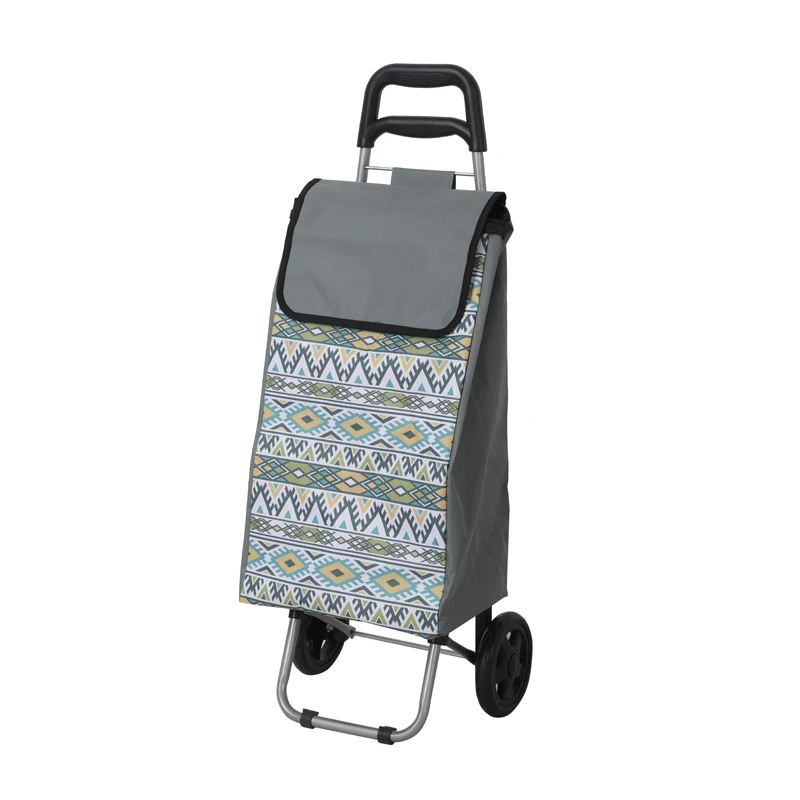 Wholesale wheels foldable polyester fabric steel frame shopping cart trolley