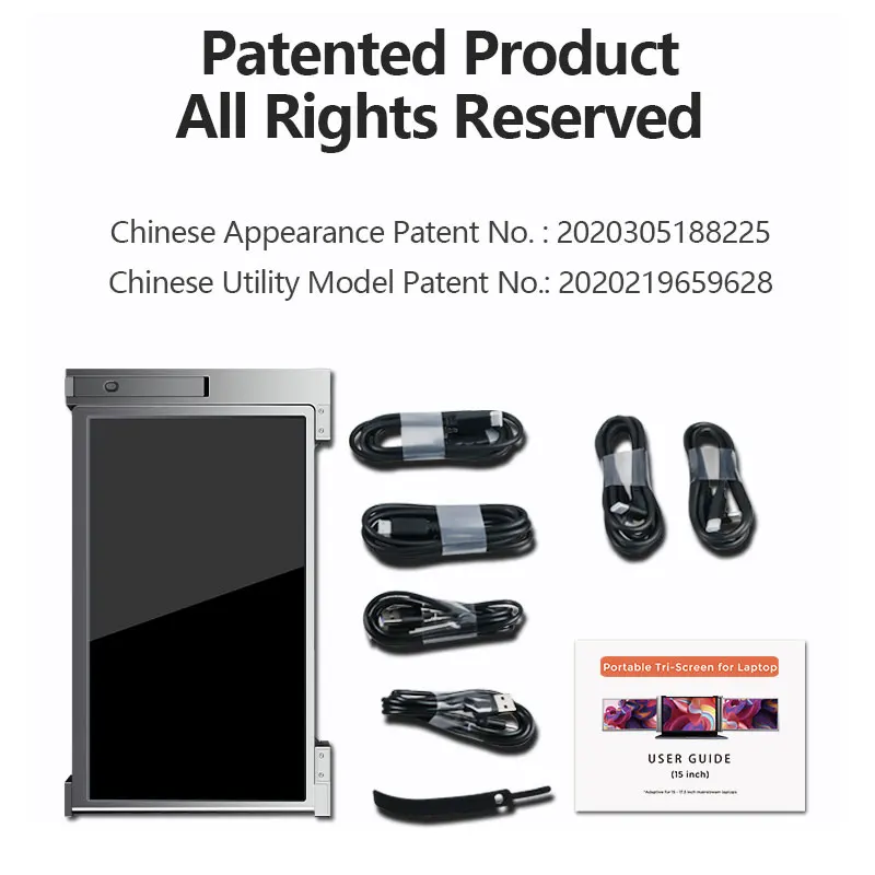 Big size business workstation 15 inch portable monitor type c laptop extension triple portable monitor for 15-17 inch laptop