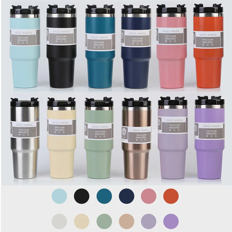 hot stocked Multi Colors 20/30 oz Adventure Travel Mug Stainless Steel Tumbler Mugs Tumbler with Straw
