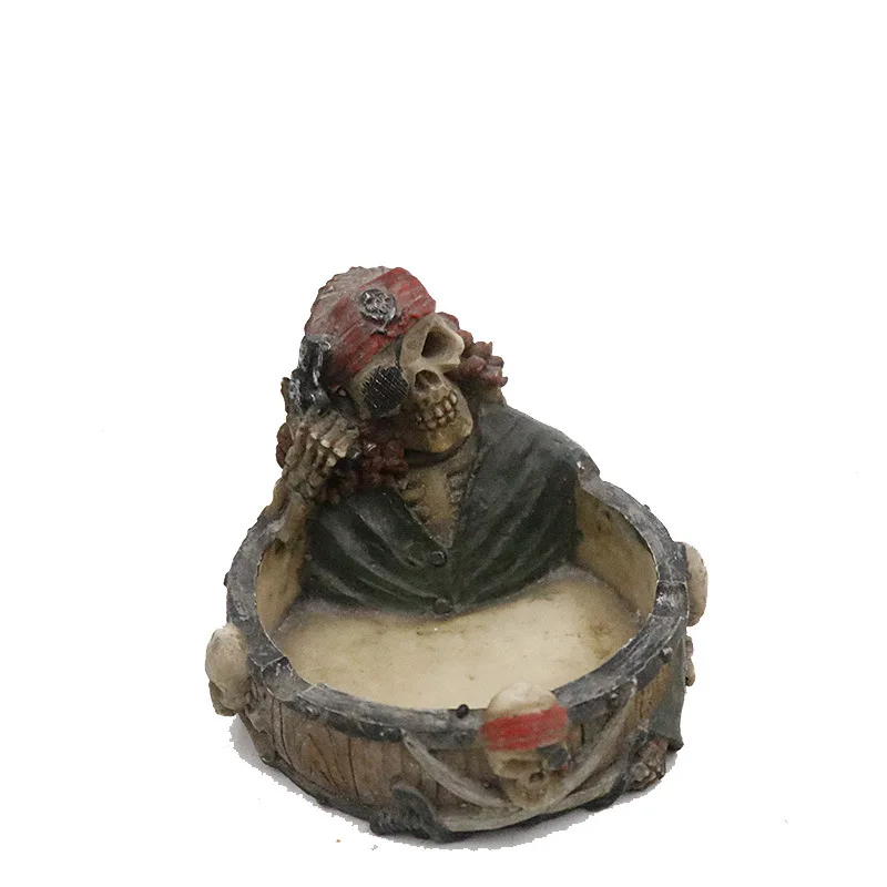 Wholesale Custom Pirate Resin Ash Tray and Novelty Cute Skeleton Ashtray