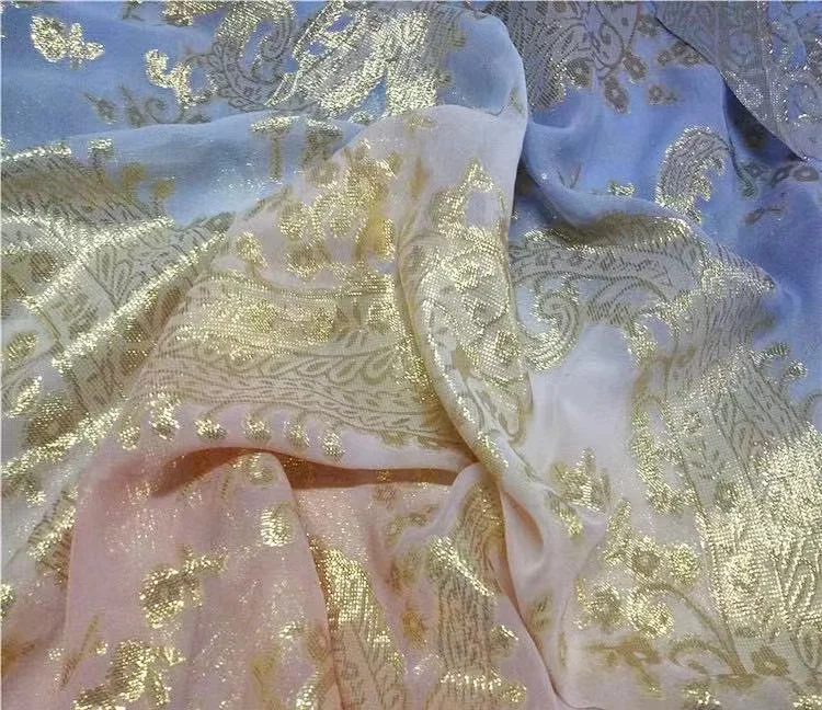 Silk Metallic Lurex fabric width 138cm ombra dyeing fabric silk jacquard lurex fabric