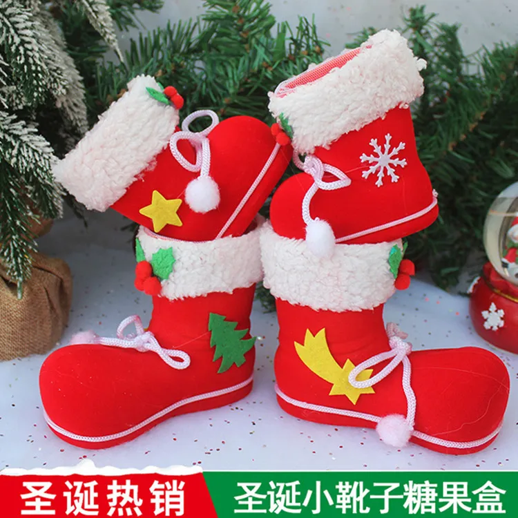 felt christmas candy boots shoes children gift red decoration flocking nonwoven boots
