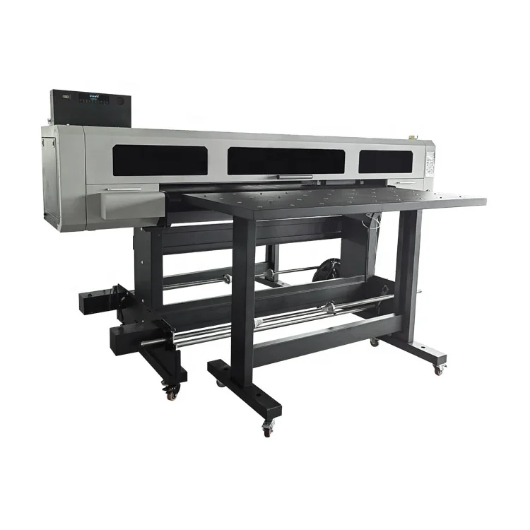 Roll to roll 1800mm large format flex banner hybrid uv printer 1.8m led uv hybrid flatbed printer for pvc vinyl wall paper mural