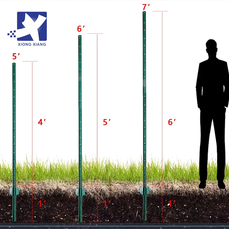 American Farm 6 ft T Fence Post/Green Studded T Fence Post