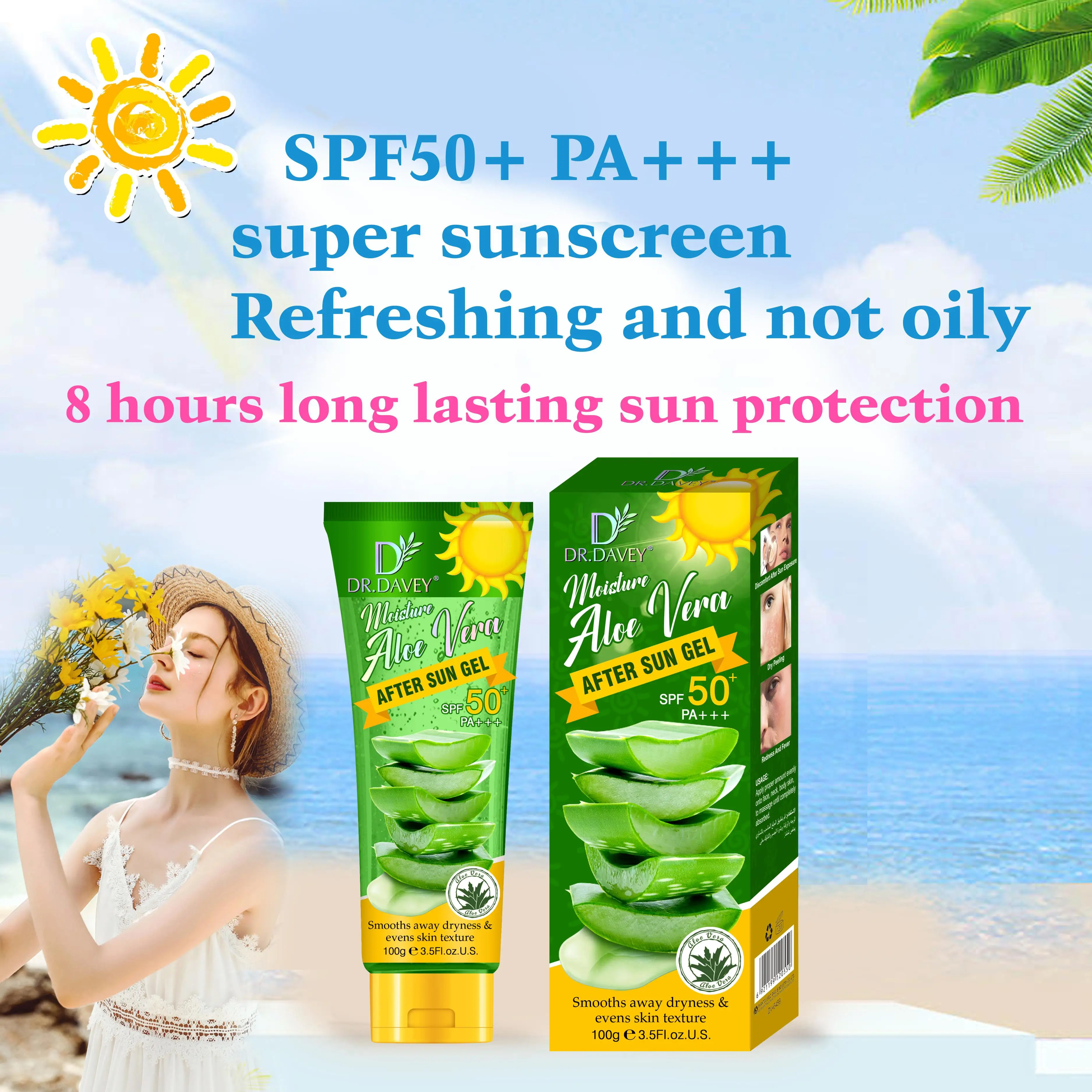 DR.DAVEY Soothing Moisture Aloe Vera Gel Sunblock Skin Repair Sunburn 100ml