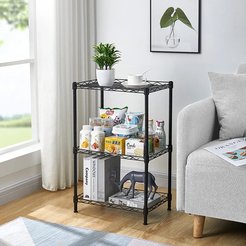 new multifunctional metal wire shelving units living room removable Storage racks Adjustable kitchen 3 layer Organizer holder