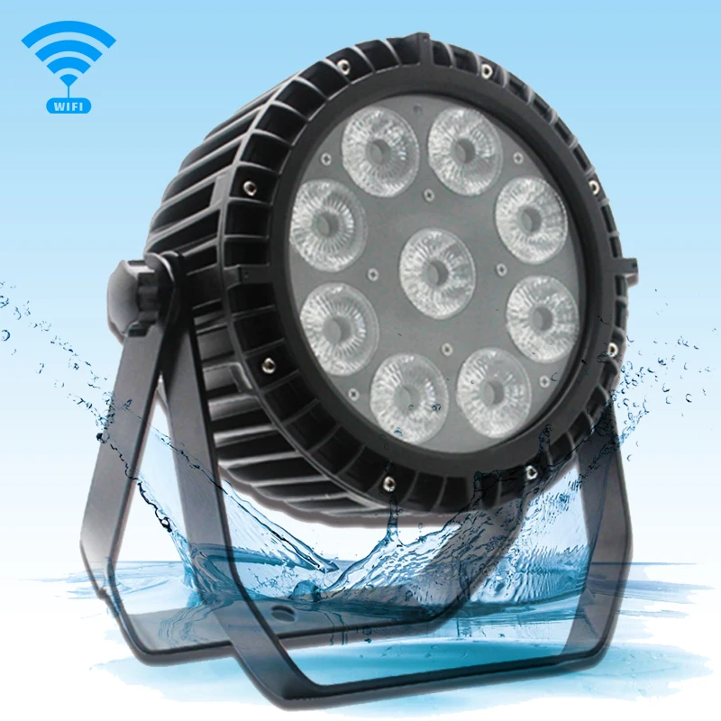 High Quality  Wifi APP Remote Battery DMX 9X18W RGBWA UV 6in1 Outdoor IP65 wireless rgbwa uv led par cans