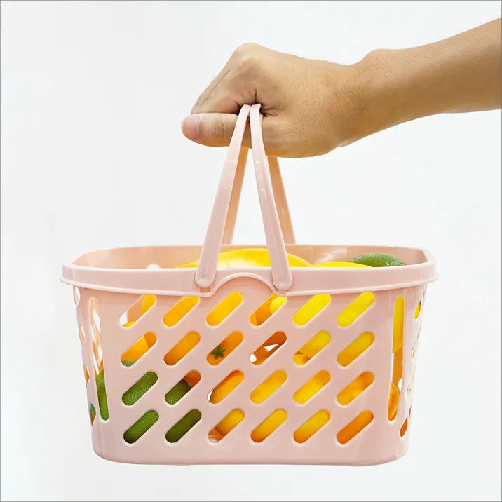 Factory Household Multifunction Portable Rectangle Bottle Jar Plastic storage basket with handle