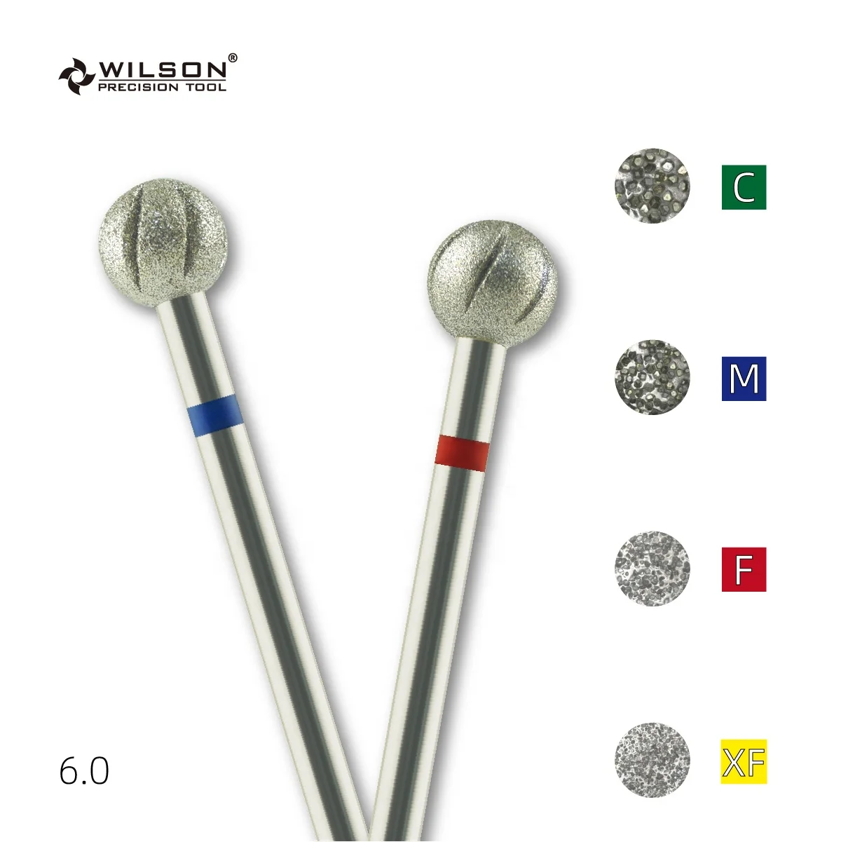 6.0mm Cooling - Groove Ball  well sun Shape Excellent Heat Dissipation Safety Nail Drill Bit Cuticle Clean diamond nail bits