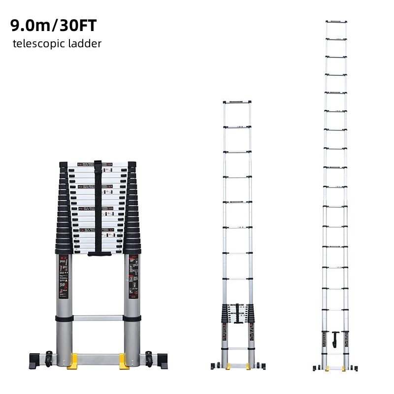 Industrial Super 9.0m 30FT Folding Extension Telescopic Aluminum Ladder Compact Folding Ladder