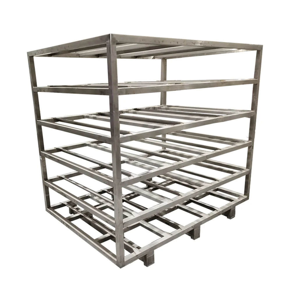 Cold Storage Warehouse Multi-layer Stainless Steel AGV Moving Shelves Meat Hanging Trolley