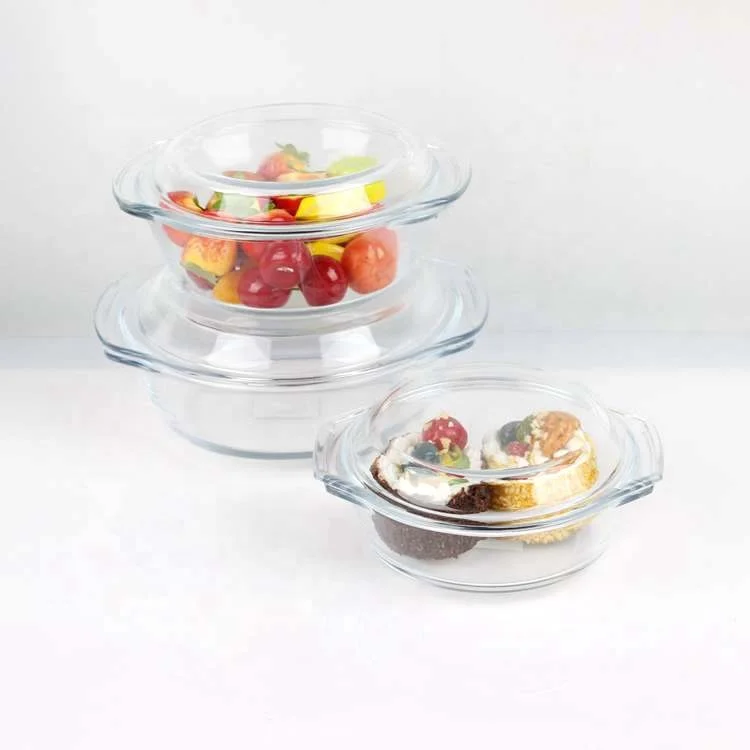 Heat resistant glass food storage casserole dish with lid 2.0L 2.5L 3.0L