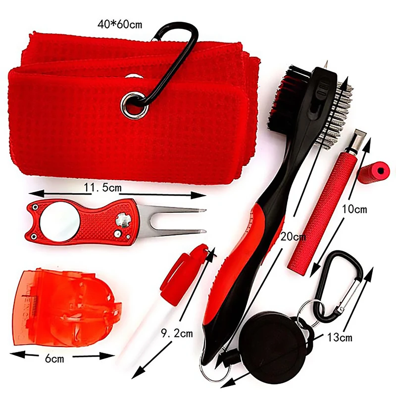 High Quality Golf Accessory Combo Golf Brush With Divot Tool Towel Tee Ball Liner Marker Golf Set