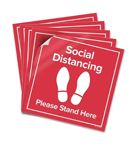 
11x11 Social Distancing Floor Decal Sticker, Please Stand Here 6 Feet Apart Non-Slip Safety Distance Floor Sticker for Grocery 