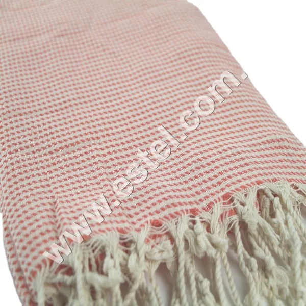 Chess Design  Orange Color  Multipurpose Beach  Towel 100 % Cotton Made in Turkey HandWoven Twisted Fringes