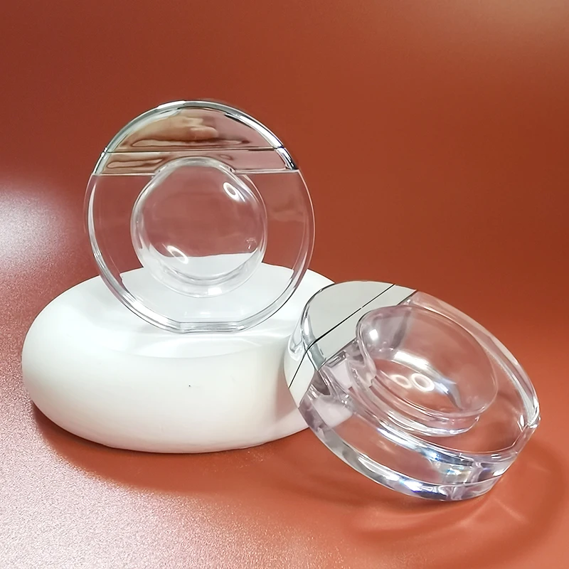 customize new round cosmetics transparent powder blusher cream squeeze plastic cosmetics empty concealer liquid