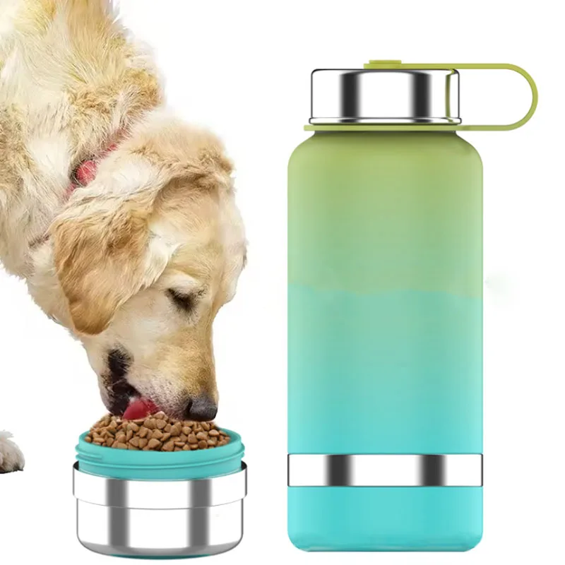 JWT OEM CUSTOM 3 in 1 Portable Dog Water Bottle Bowls Stainless Steel Insulated outdoor Travel drinking