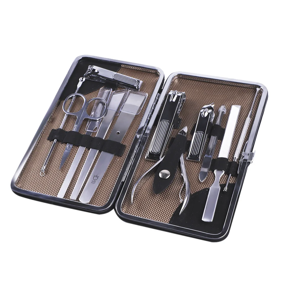 2022 Manicure 12pcs Set Pedicure Kit Nail Clippers Scissors Professional Grooming Kit Nail Care Tools with  Travel Case