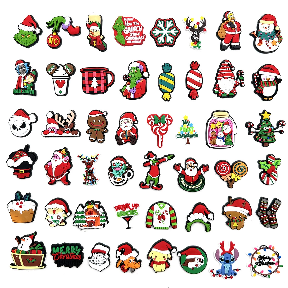 New Arrival Luxury Kids Christmas Designer Grinch Croc Shoes Charms Set for Party Shoe Decoration Wholesale Bulk Gifts