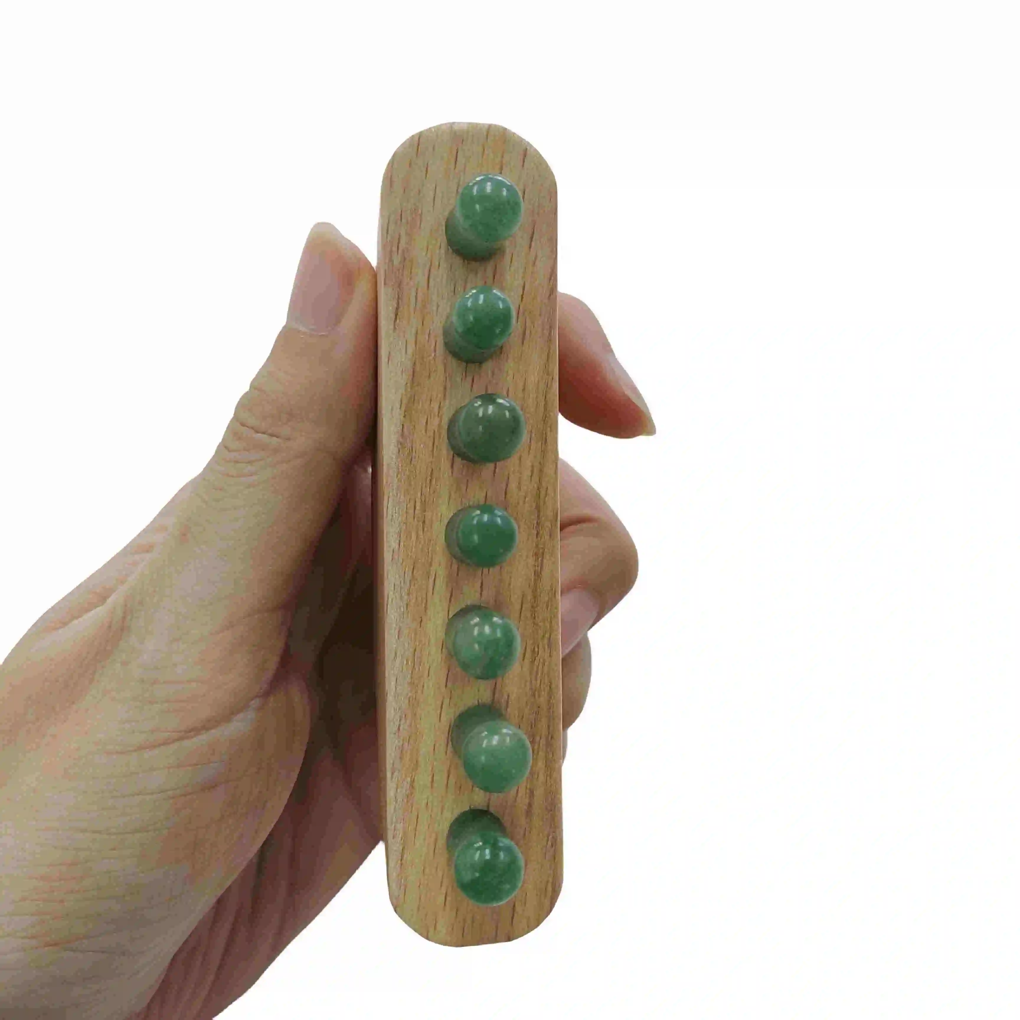 Wooden Head Massager Guasha Scalp Body Accupressure Rose Quartz Massage Tool Gua Sha Comb