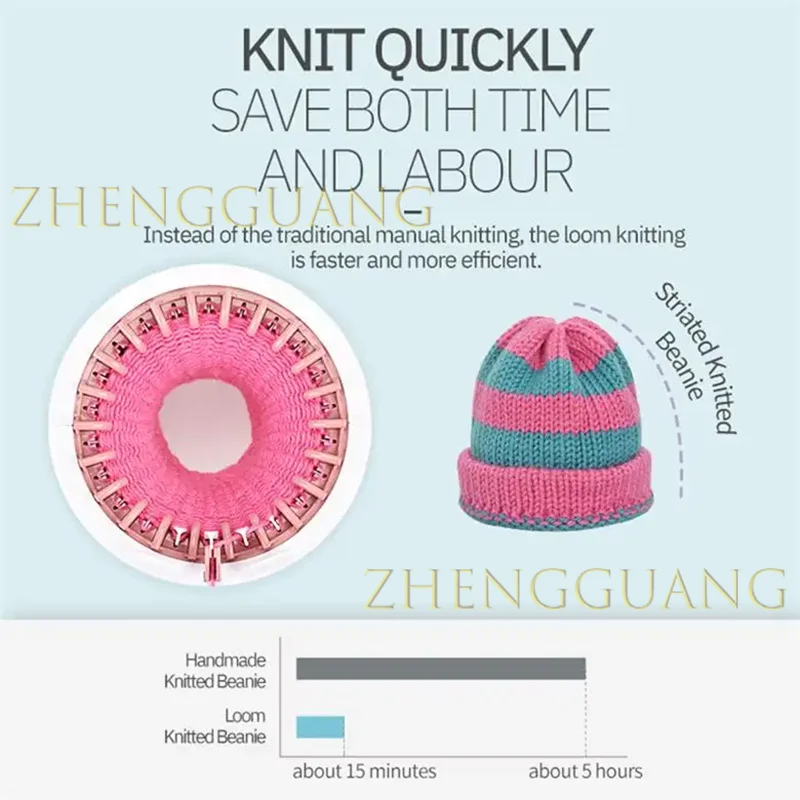Zhengguang Toys Educational Pretend Play DIY Hand Crank Scarf Sock 22 Needles Wool Loom Christmas Knitting Machine Toy For Kids