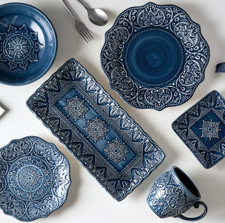 household dinner Dish set baroque celebrity creative personality tableware high-end European ceramic plate