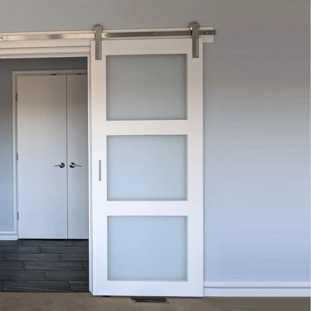 Hot sale modern design double sliding glass wood door for living room