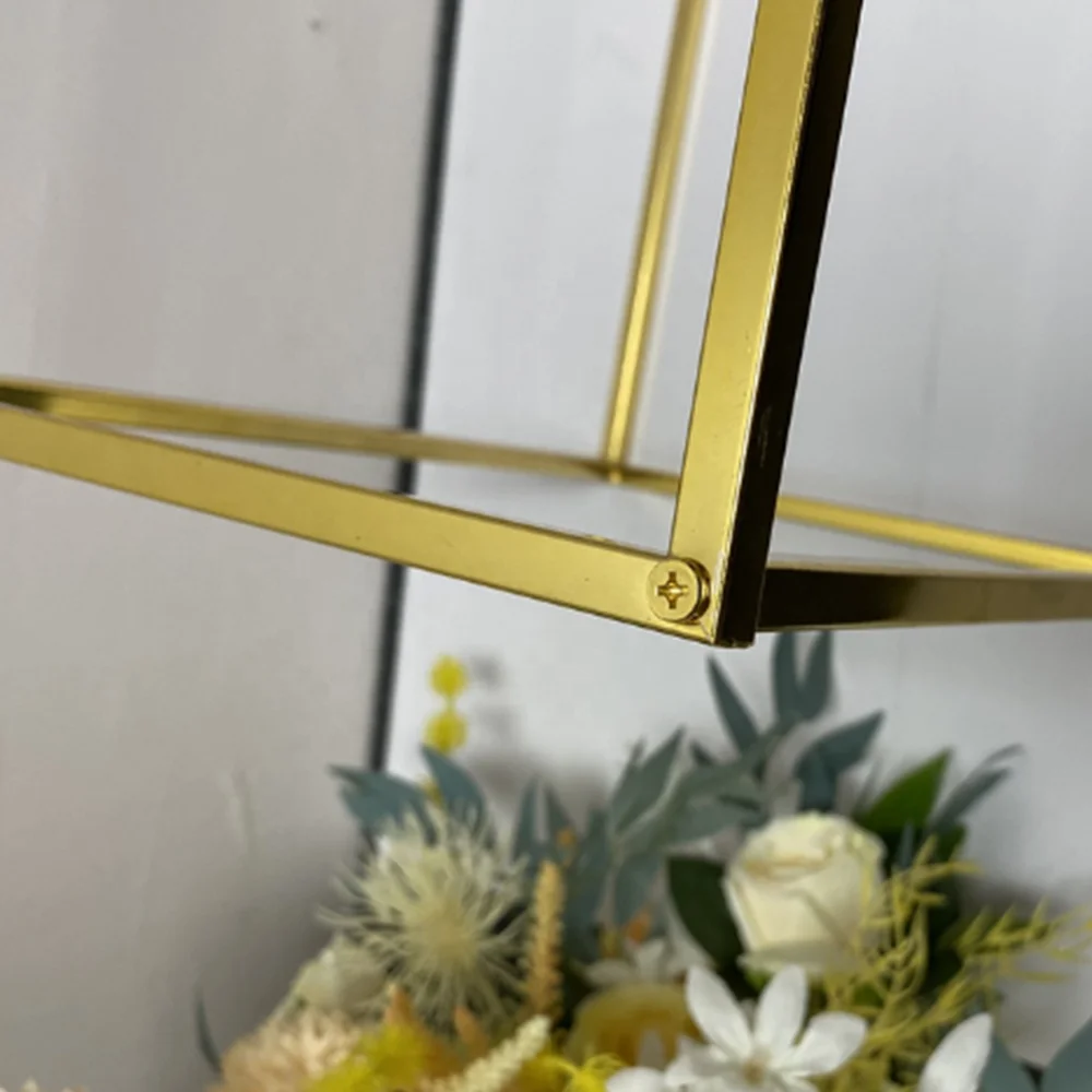 Rectangle Removable Gold Metal Pedestal Stands for Wedding Centerpieces Flowers Table Stands Decoration