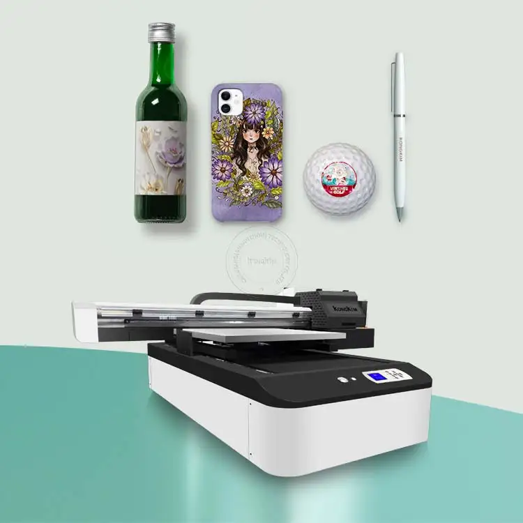 A3 Cmyk+W Colors UV Inkjet LED UV Flatbed Printer for Glass PVC Card and Ceramic with UV coating printing