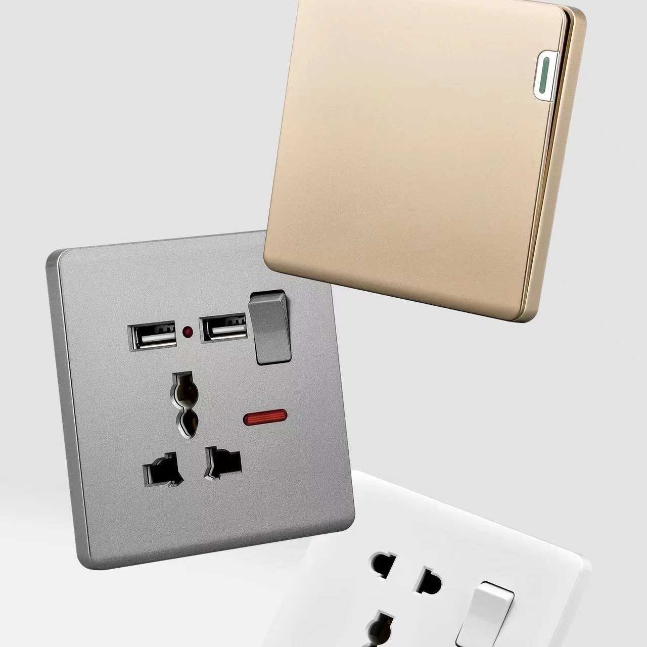 uk standard Factory wholesale ODM/OEM PC 13/15/16A standard power 1/2/3/4 gang wall switch uk/universal socket with light