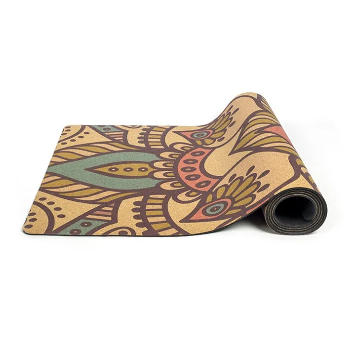 Certified Fitness Anti-slip Custom Thick 5mm Cork Yoga Mat TPE Natural