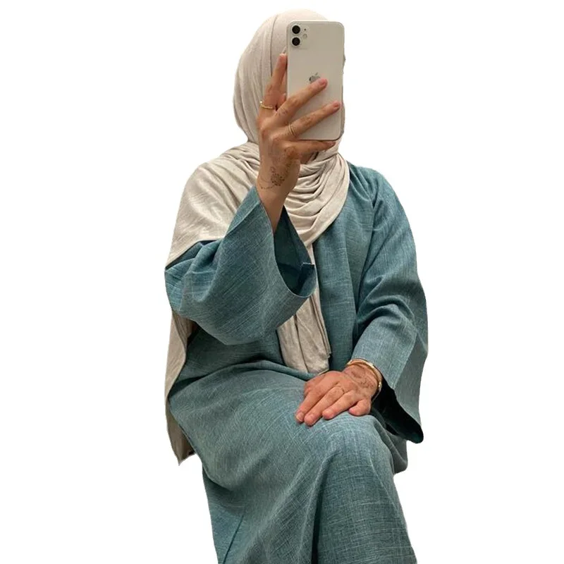 Pants and Robe  Sets Ethnic Clothing Abaya Femmes Robe Muslim Linen Dubai Abaya